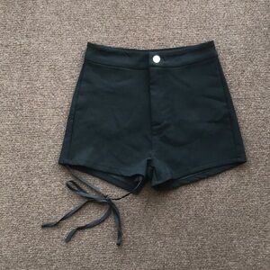 High-Waist Black Women's Shorts with Side Tie Detail